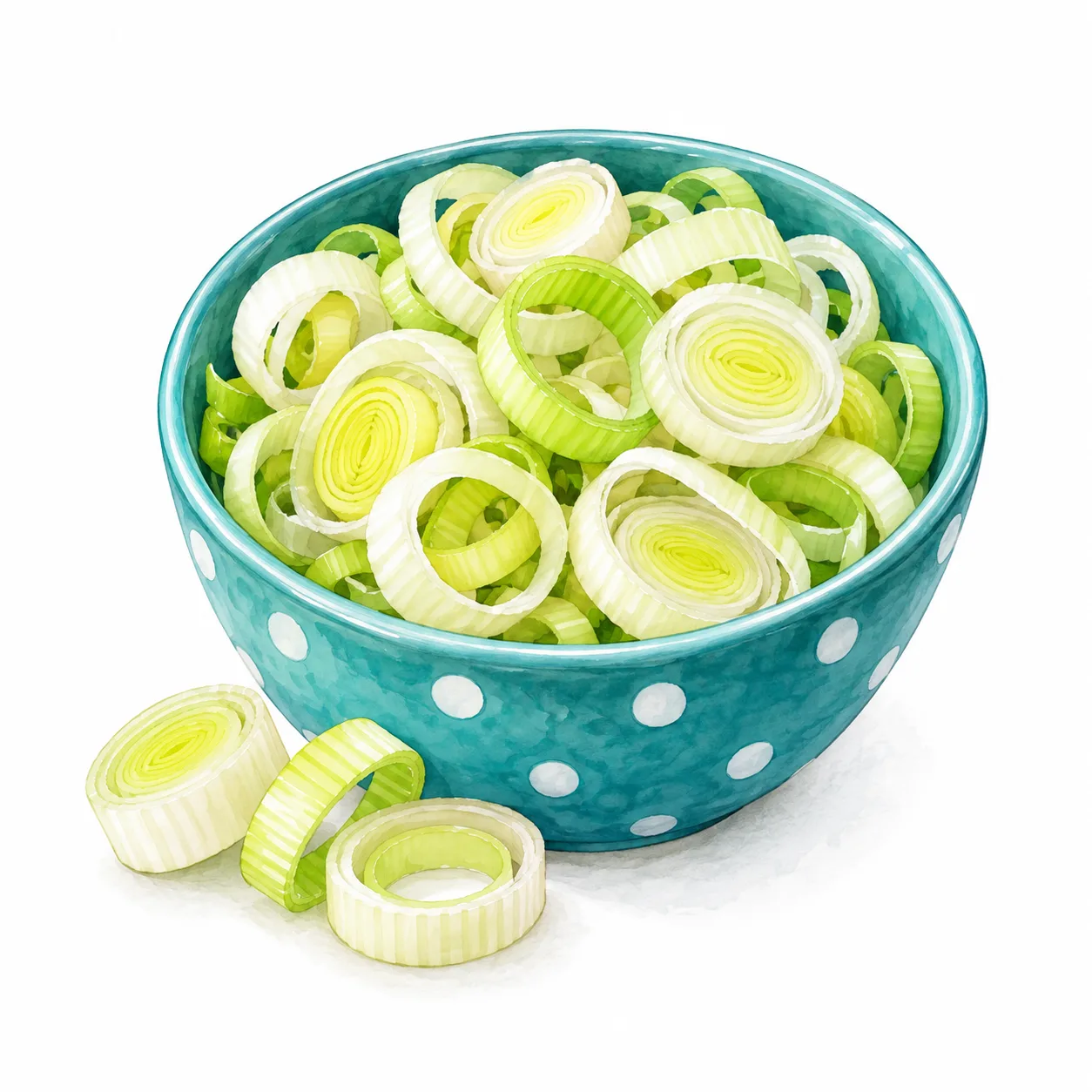 Schälchen mit Lauch, in feinen Ringen