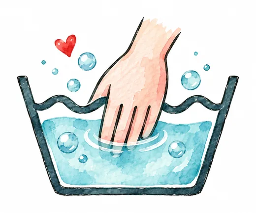 Hand im Waschbottich
