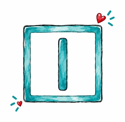 Quadrat mit senkrechtem Strich