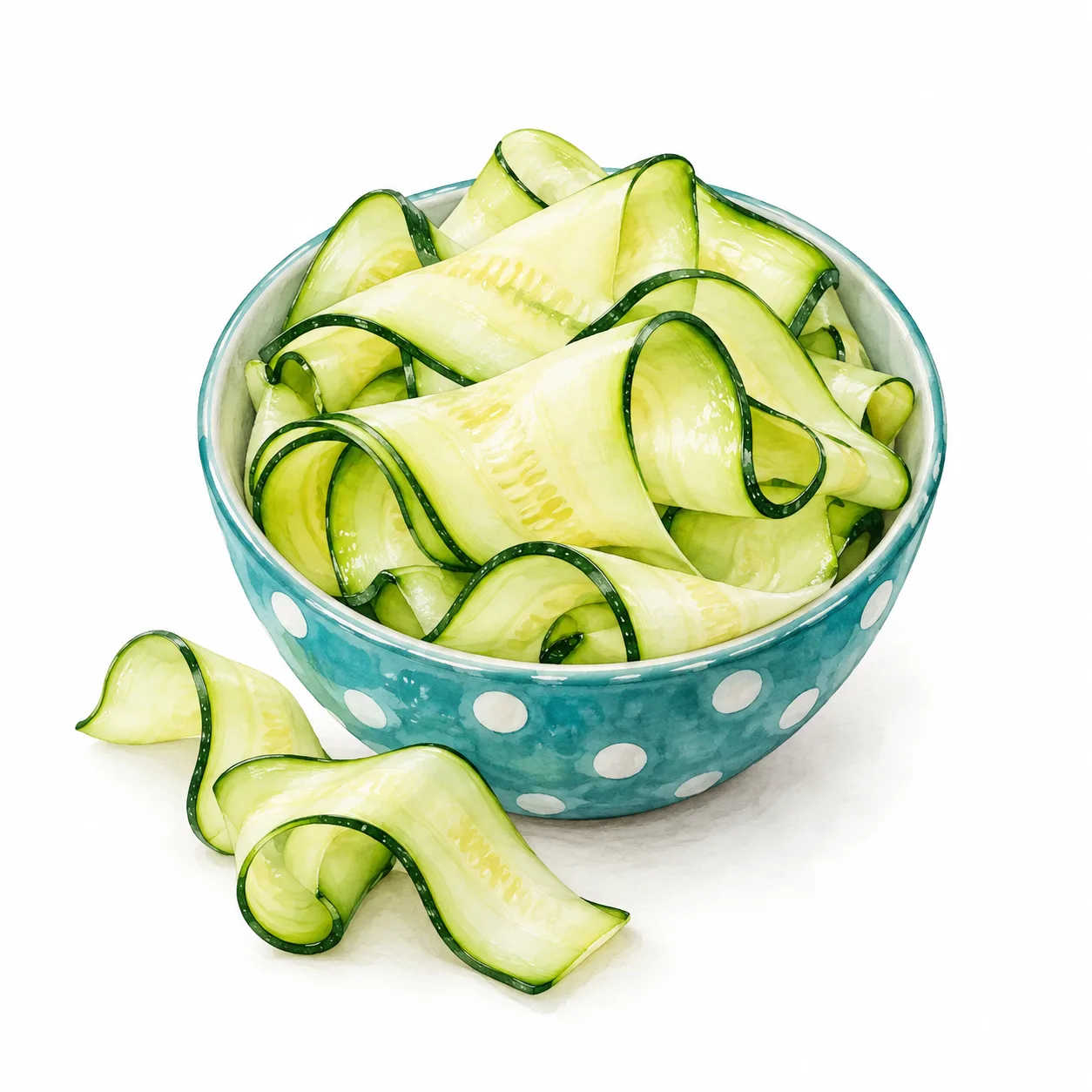 Schälchen mit Zucchini, hauchdünn gehobelt