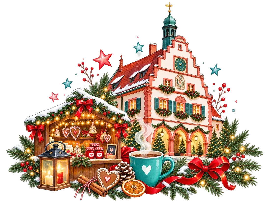 Weihnachtlicher Marktstand vor dem Gengenbacher Rathaus