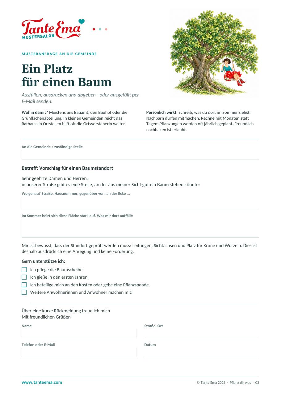 Vorschau: Musteranfrage an die Gemeinde