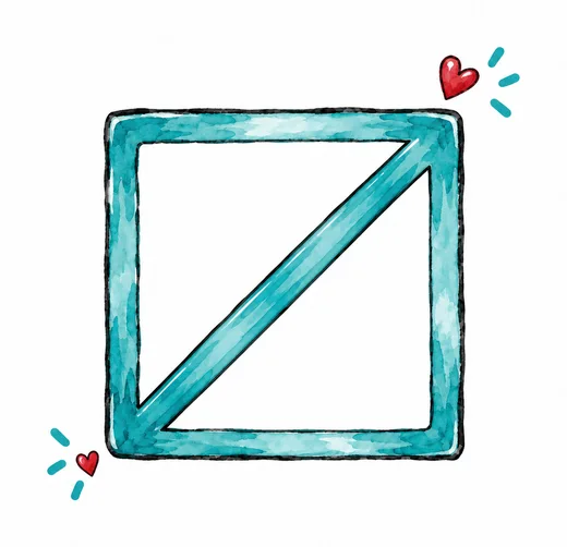 Quadrat mit schrägem Strich in der Ecke