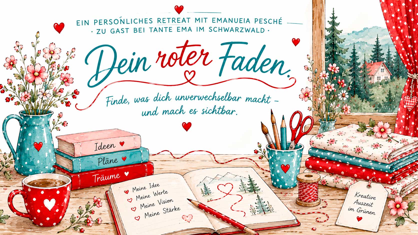 Ein persönliches Retreat mit Emanuela Pesché — Dein roter Faden. Finde, was dich unverwechselbar macht — und mach es sichtbar.