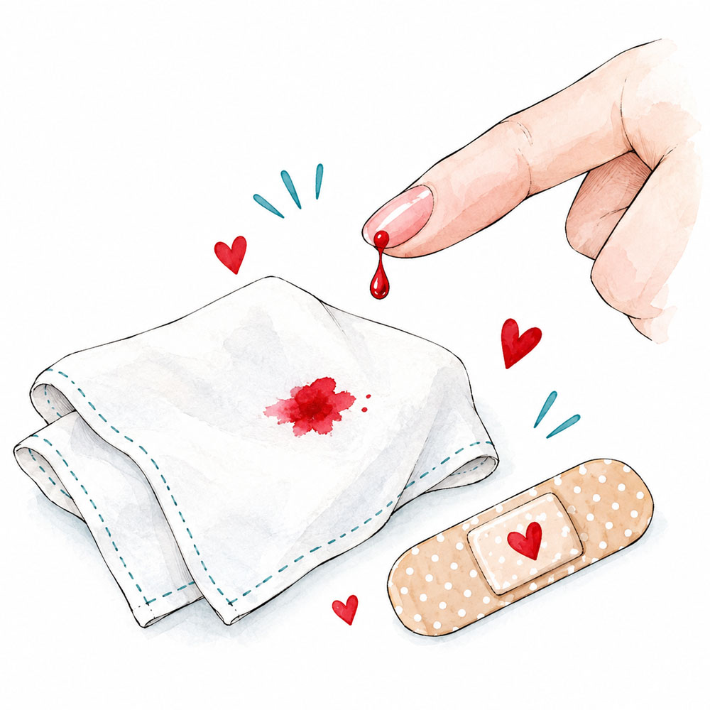 Illustration: Blutfleck auf einem Tuch