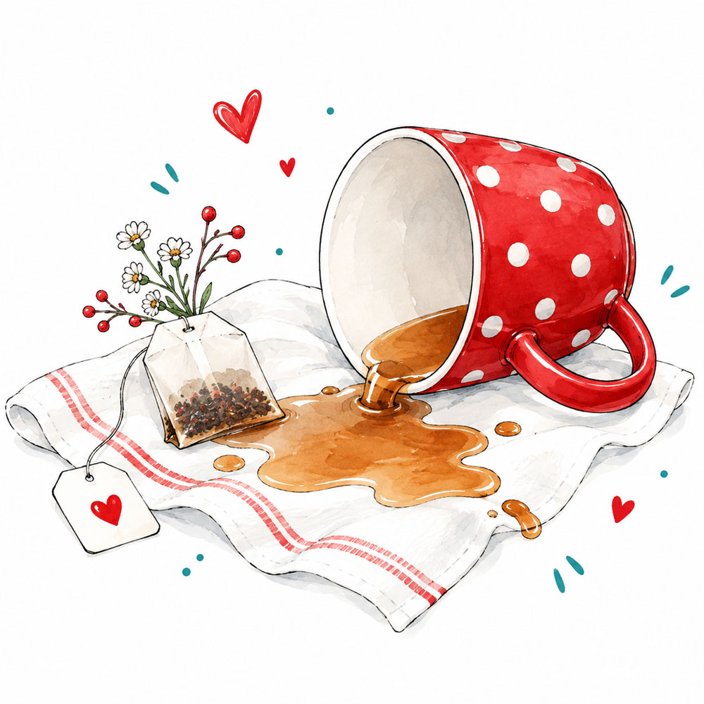 Illustration: Lippenstiftfleck auf einem Tuch