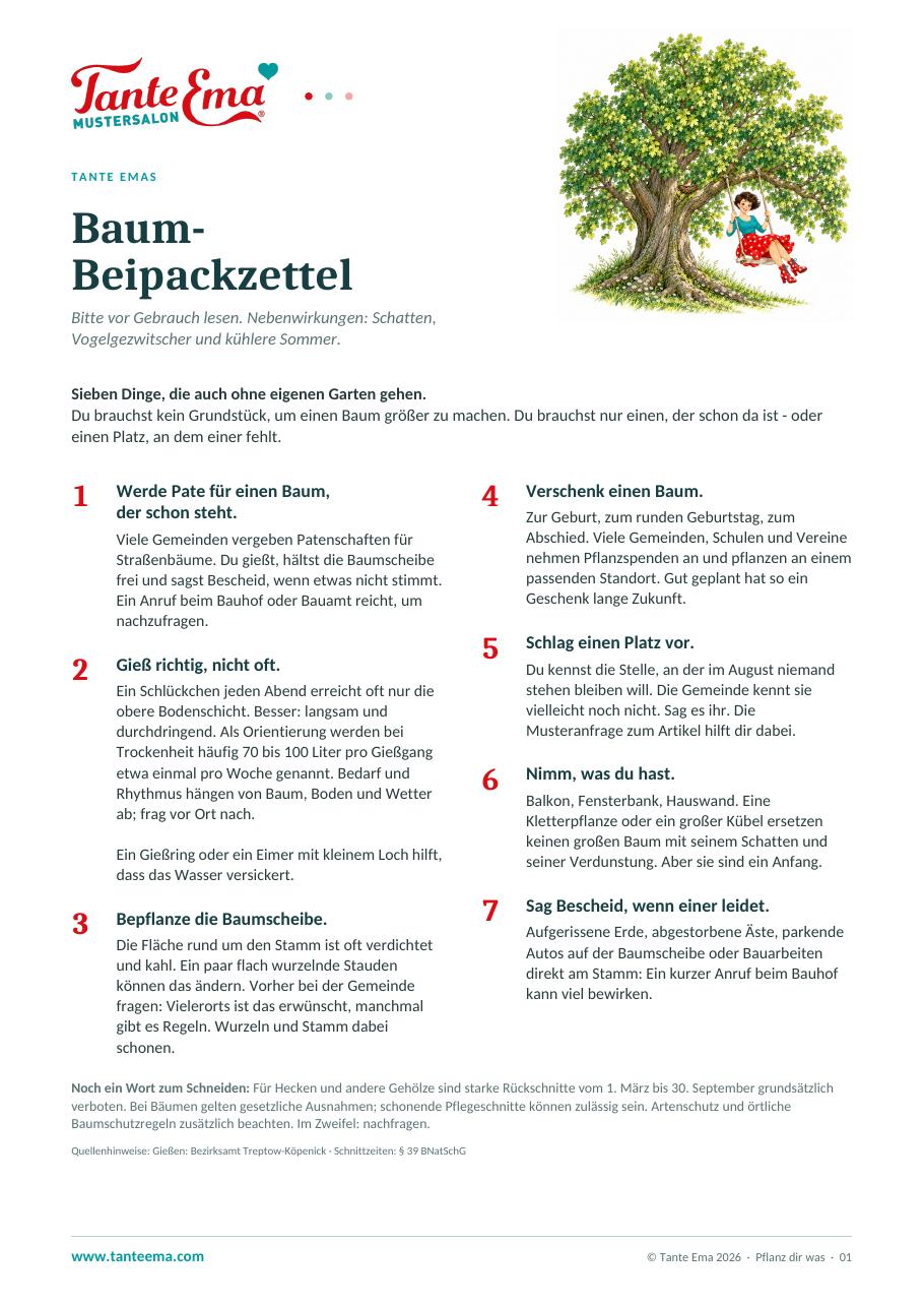 Vorschau: Tante Emas Baum-Beipackzettel